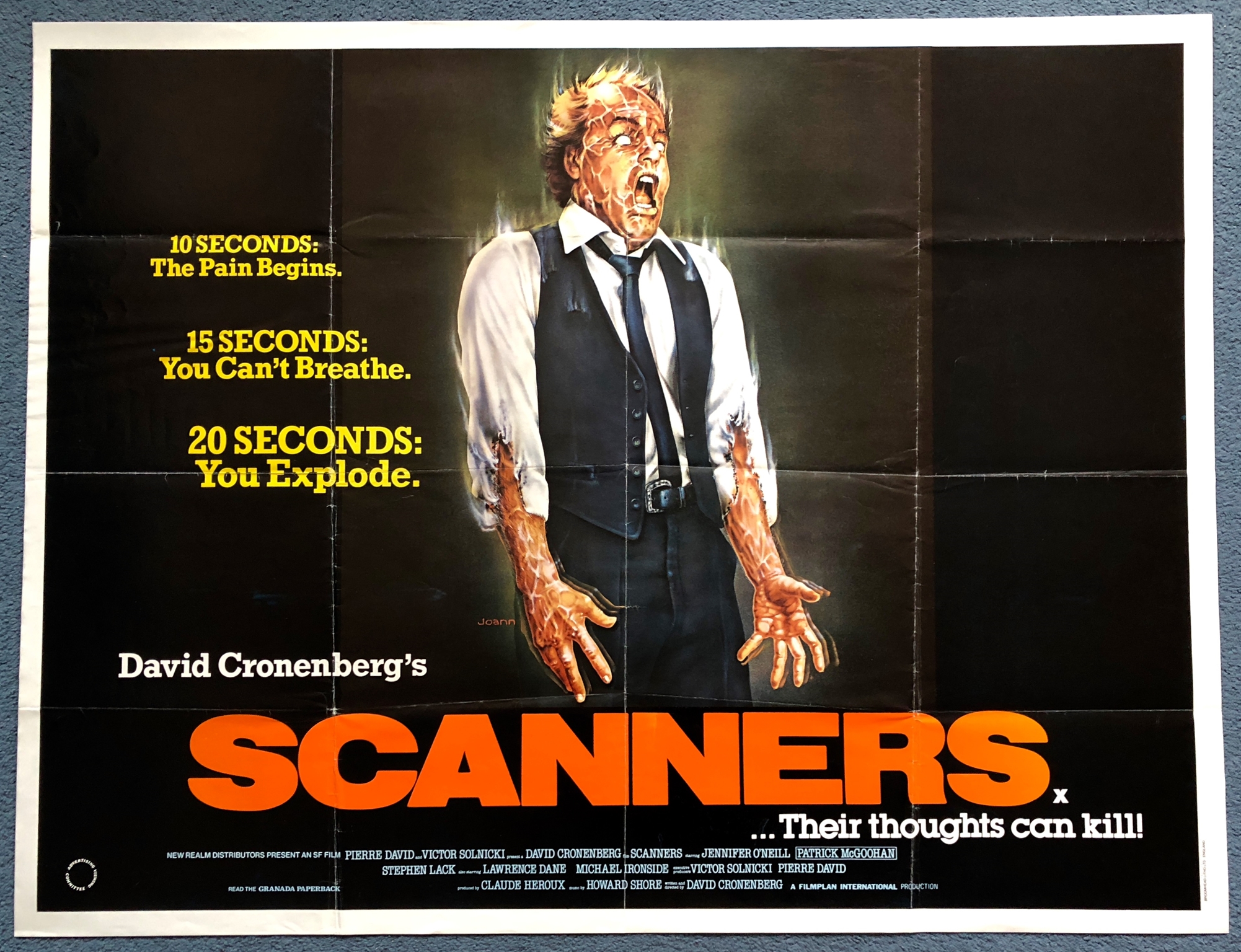 SCANNERS (1980) Lot x 2 - UK Quad - DAVID CRONENBERG - Joann Daley artwork - UK Quad - 30" x 40" (76 - Image 2 of 2