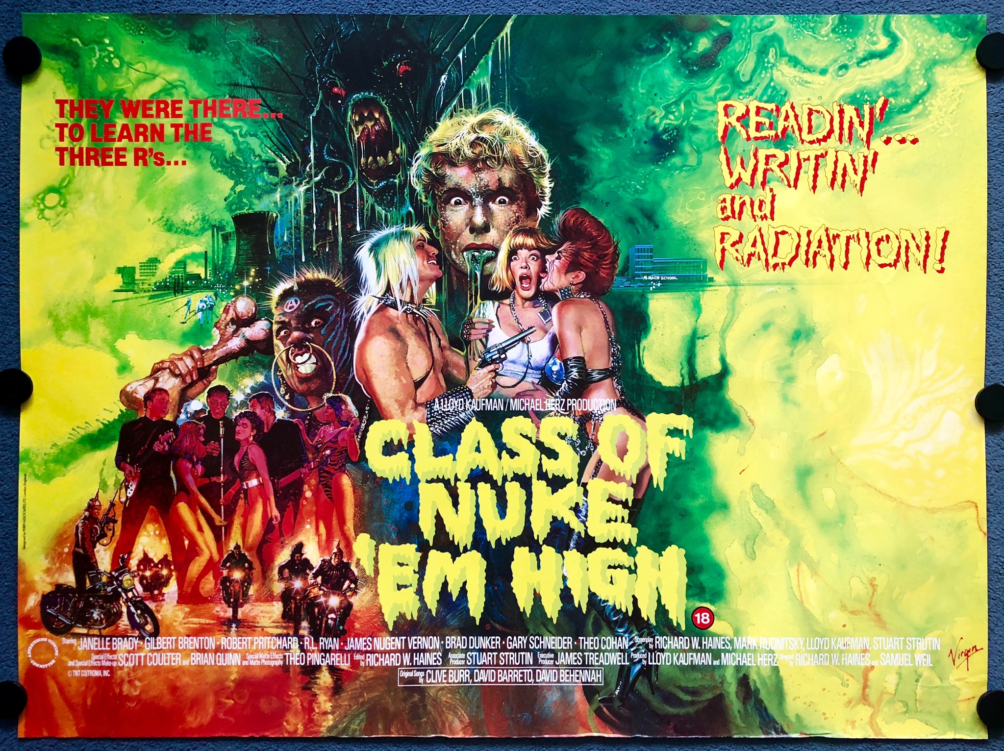 THE CLASS OF NUKE 'EM HIGH (1986) - Brian Bysouth artwork - UK Quad Film Poster - 30" x 40" (76 x