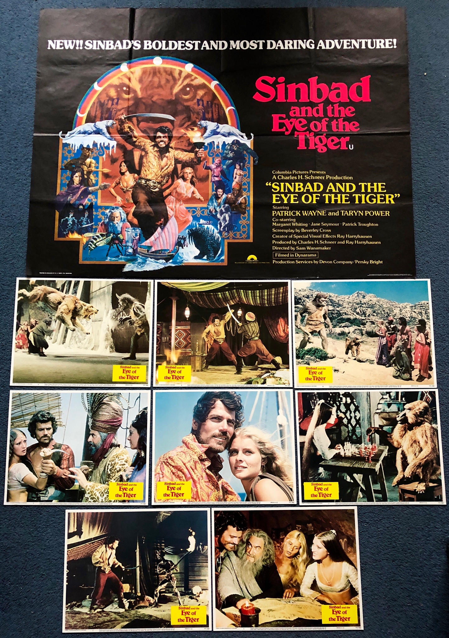 SINBAD & THE EYE OF THE TIGER (1977) Lot x 2 - UK Quad Film Poster - Gadino artwork - (30" x 40" -