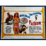 FATHOM (1967) - UK Quad Film Poster - RAQUEL WELCH - 'Pink Bikini' style - Tom Chantrell artwork -