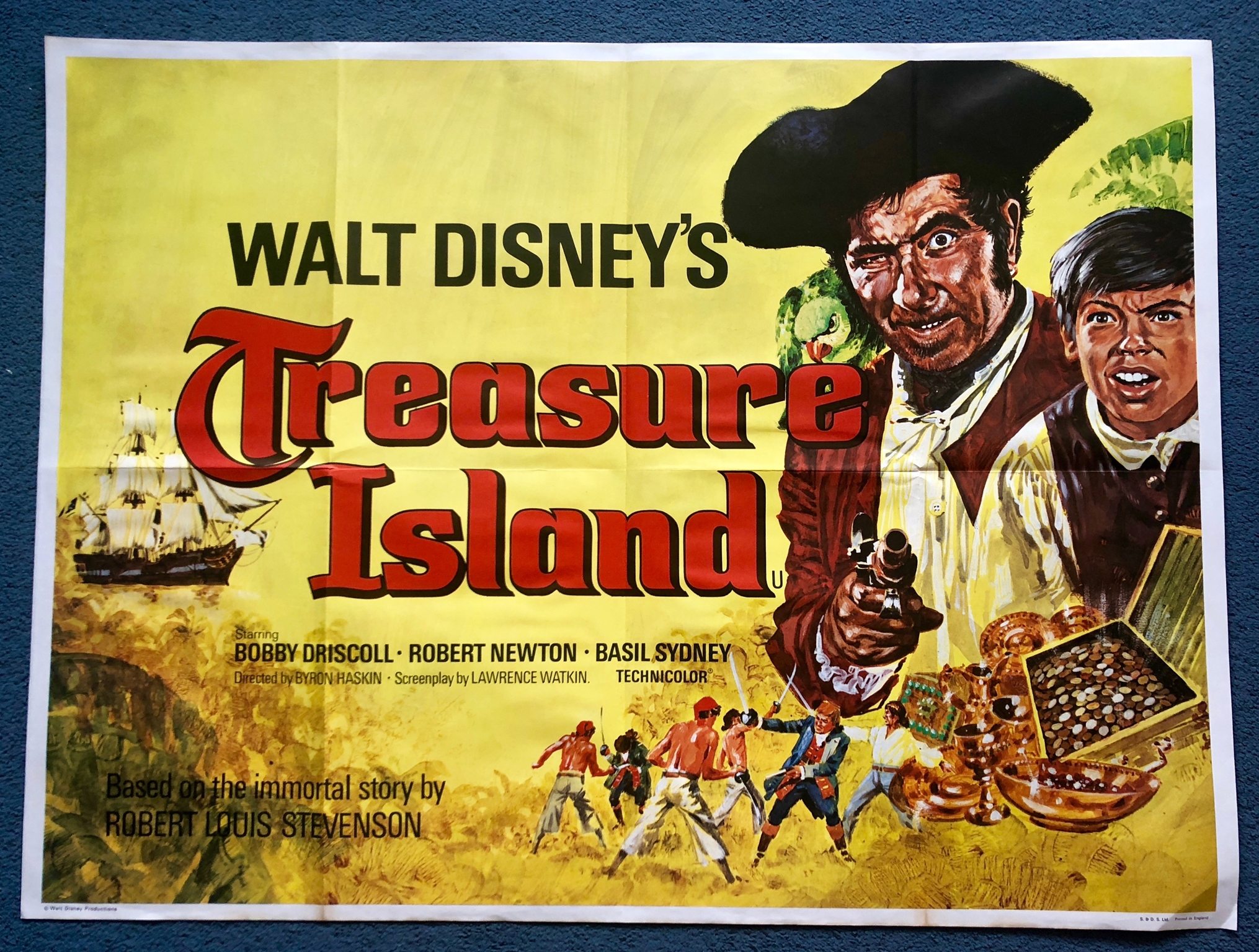 TREASURE ISLAND (1970's Release) - UK Quad Film Poster - 30" x 40" (76 x 101.5 cm) - Folded (as