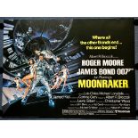 JAMES BOND: MOONRAKER(1981) - UK Quad Film Poster - Daniel Gouzee artwork of Roger Moore in a