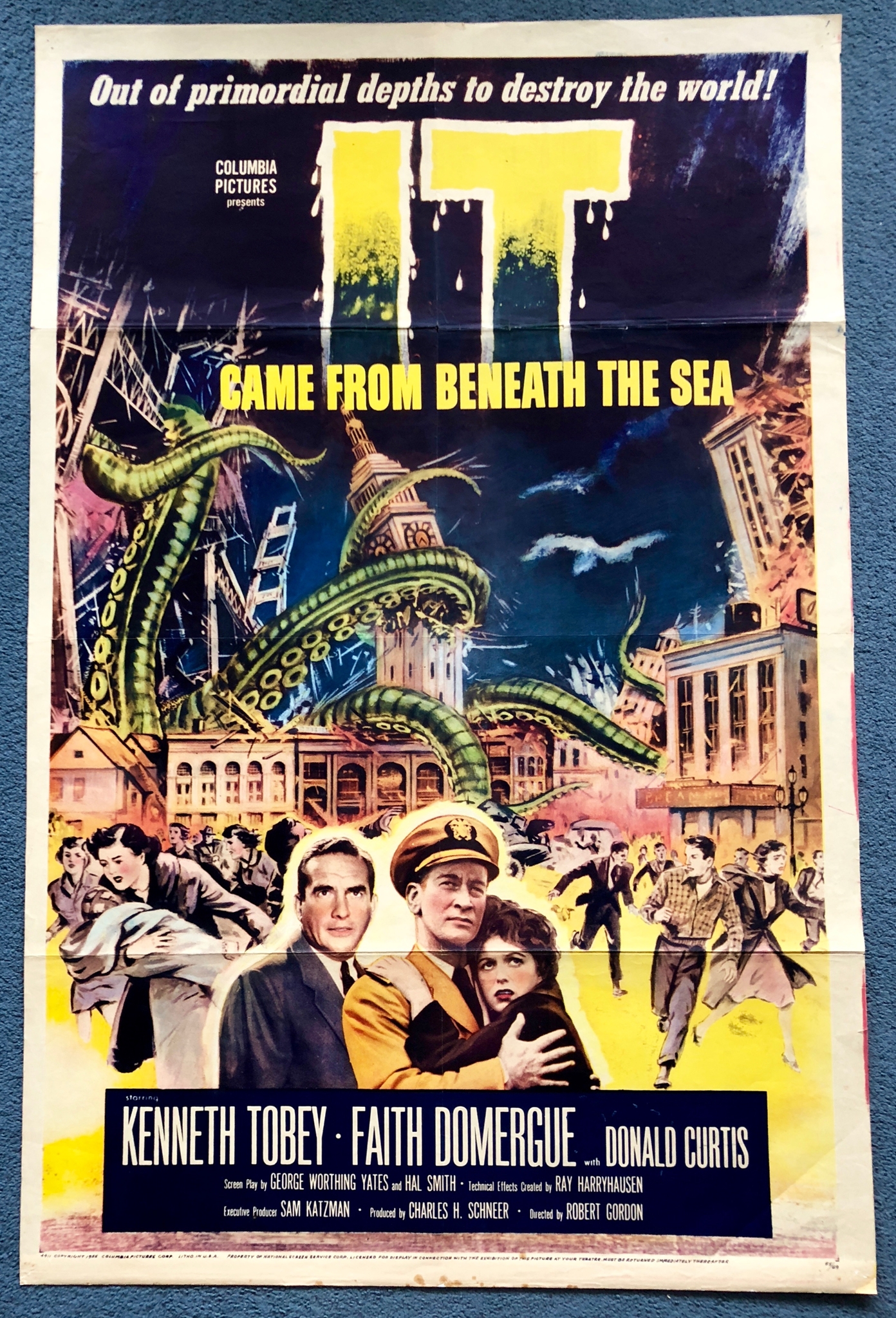 IT CAME FROM BENEATH THE SEA (1955) - US One Sheet Movie Poster - 27" x 41" (68.5 x 104 cm) - Dark