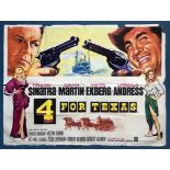 4 For TEXAS (1963) - UK Quad Film Poster - FRANK SINATRA - DEAN MARTIN - Tom Chantrell artwork - 30"