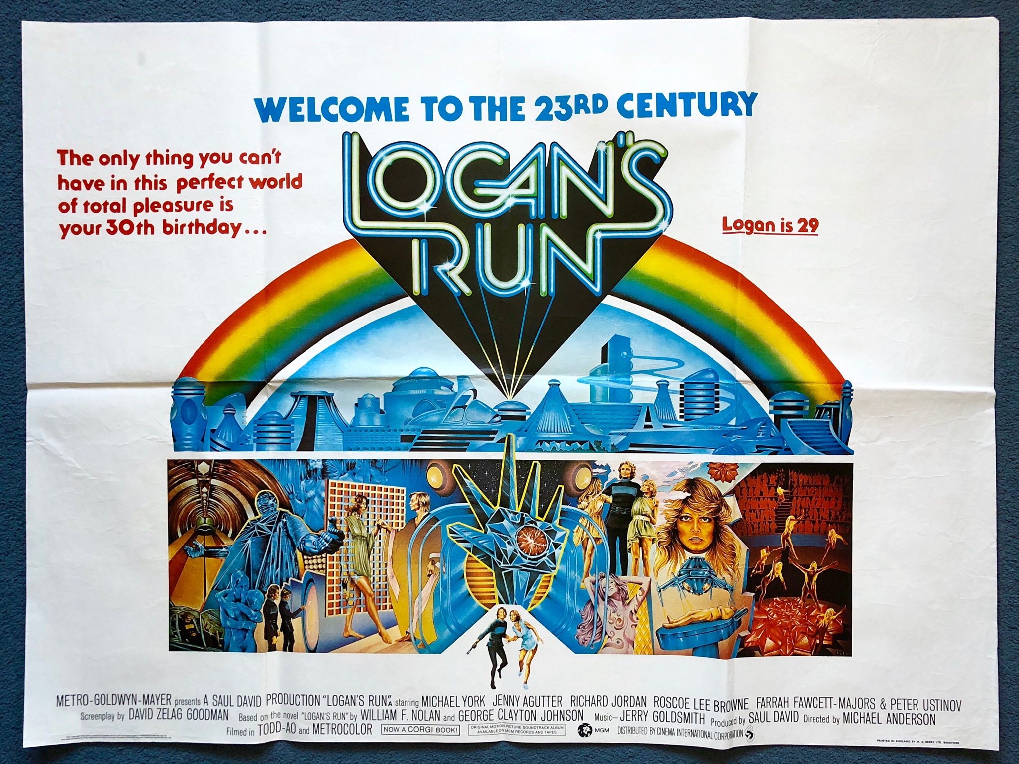 LOGAN'S RUN (1976) - British UK Quad Film Poster - JENNY AGUTTER - MICHAEL YORK - Charles Moll