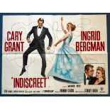 INDISCREET (1958) - British UK Quad Film Poster - CARY GRANT - INGRID BERGMAN - 30" x 40" (76 x