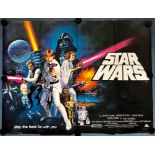 STAR WARS: A NEW HOPE (1977) - UK Quad Film Poster - Style C featuring Tom Chantrell artwork - Pre-