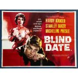 BLIND DATE (1959) - UK Quad Film Poster - HARDY KRUGER - Jock Hinchcliffe artwork 30" x 40" (76 x