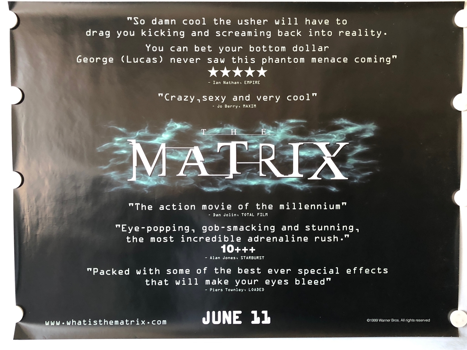 MATRIX (1999) Lot x 2 - UK Quad Film Posters - Advance Teaser & Main Design - (30" x 40" - 76 x - Image 2 of 2