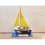 ELDON PLASTIC AND WOOD SAILING YACHT "RACING SLOOP" - complete with cardboard shop display stand -
