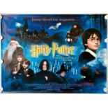 HARRY POTTER & THE PHILOSOPHER'S STONE (2001) -UK Quad Film Poster - Main Design featuring Cast,