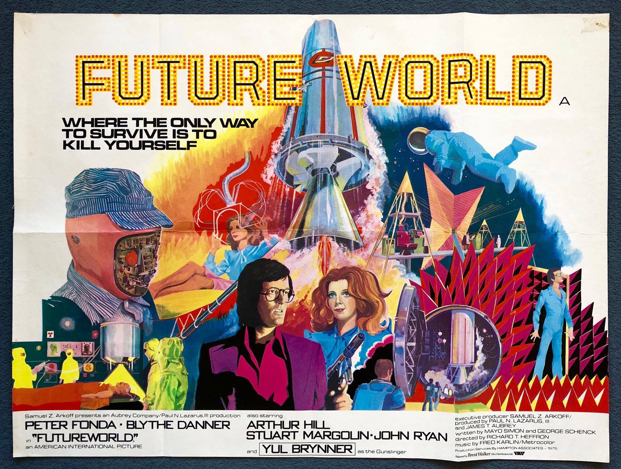 FUTUREWORLD (1976) - UK Quad Film Poster - West World sequel - Sci-Fi 'Pop Art' style artwork -
