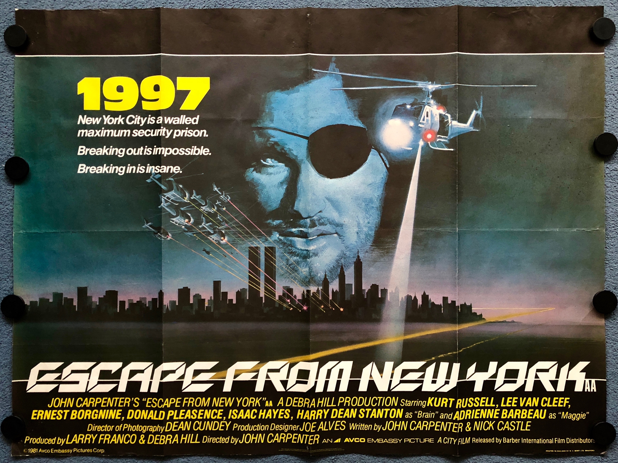 ESCAPE FROM NEW YORK (1981) - British/UK Quad Film Poster - JOHN CARPENTER - Renato Fratini