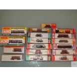 N GAUGE - GROUP OF MOSTLY BRITISH OUTLINE FREIGHT WAGONS by LIMA, WRENN etc - Generally G in F/G