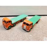 PAIR OF DINKY 502 FLAT BED FODENS - comprising styles with first and second series cabs - both in