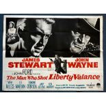 THE MAN WHO SHOT LIBERTY VALANCE (1962) - British UK Quad Film Poster - JOHN WAYNE - JAMES STEWART -