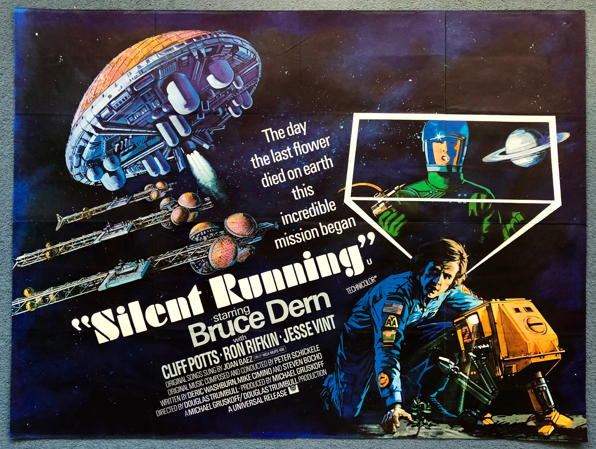 SILENT RUNNING (1971) - UK Quad Film Poster - Fantastic sci-fi artwork featuring Bruce Dern - 30"