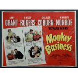 MONKEY BUSINESS (1952) - British UK Quad - Early MARILYN MONROE appearance - 30" x 40" (76 x 101.5