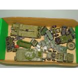 A tray of military vehicles by DINKY, MATCHBOX and others, in playworn condition as lotted - F/G