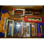 A tray of mostly OO Gauge vehicles, mainly coaches, by Corgi and others as lotted - VG in G/VG boxes