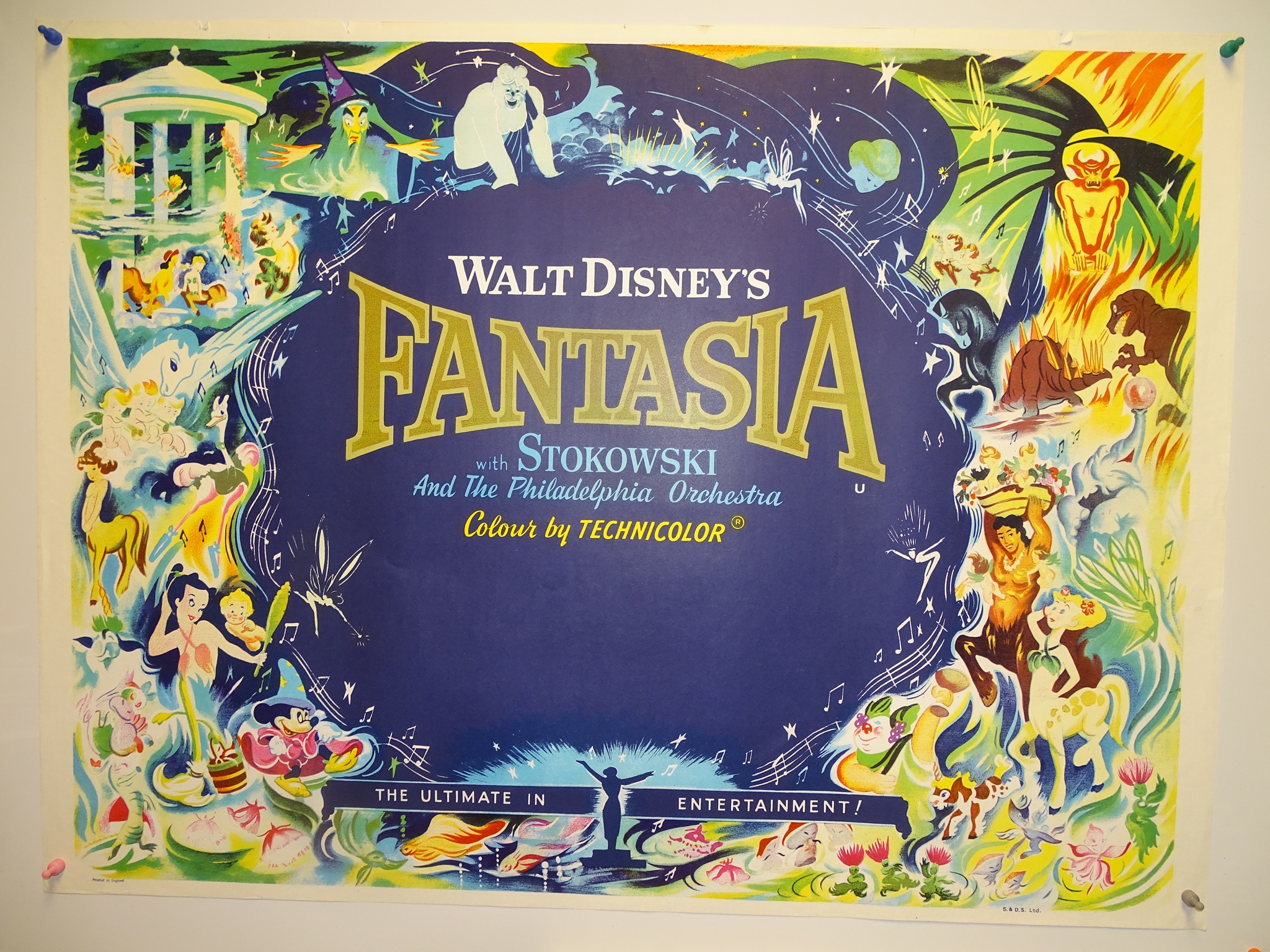 FANTASIA (1968 Release) - UK Quad Film Poster - 30" x 40" (76 x 101.5 cm) - Rolled, Very Good
