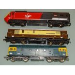 A group of three OO Gauge diesel locomotives to include HORNBY Virgin HST Power Car and LIMA Classes