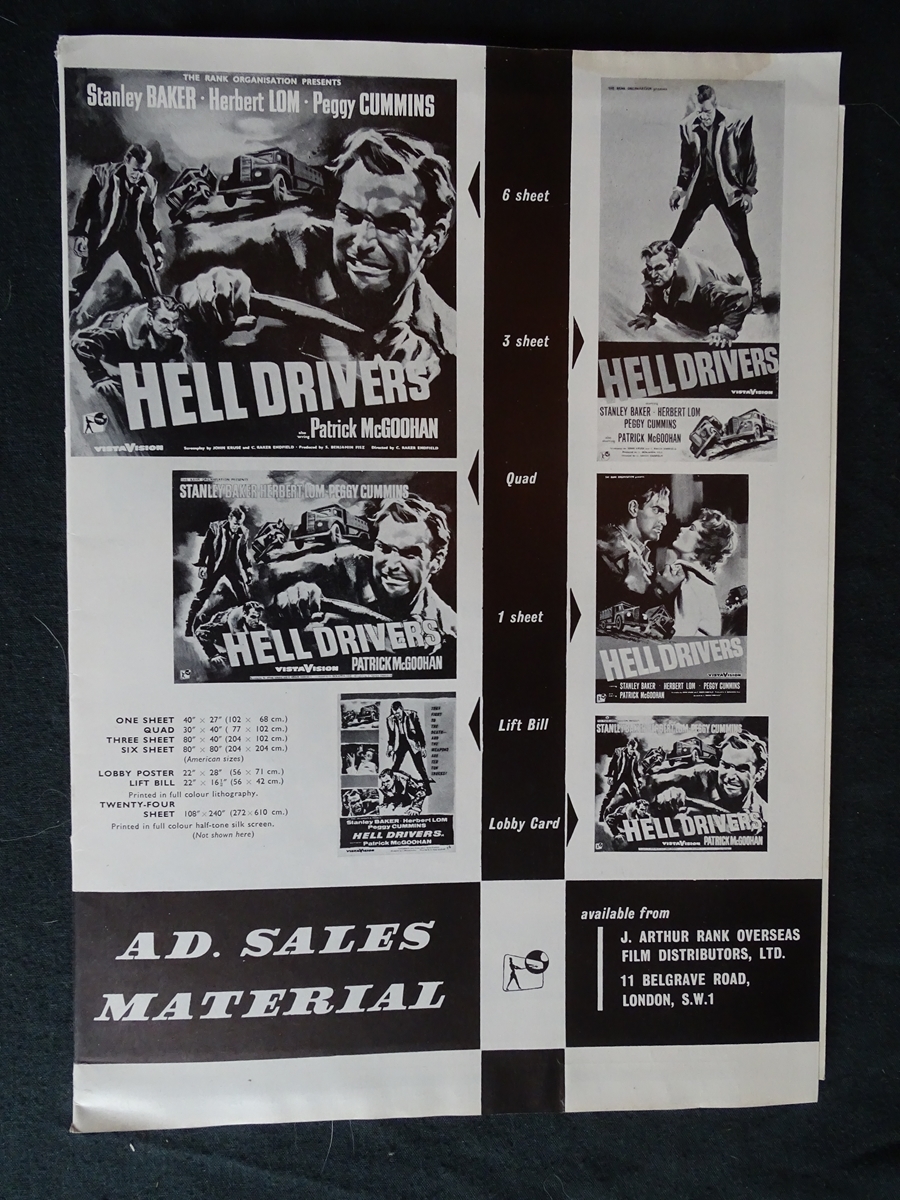 HELL DRIVERS (1957) - MOVIE LIFT BILL (22" x16.5” - 56cm x 42cm) contained within ad sales leaflet - Image 2 of 2