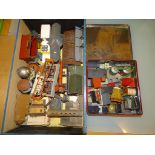 Two large boxes containing a variety of buildings from an N Gauge model railway layout - F/G