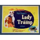 LADY & THE TRAMP (1955) - British UK Quad - Early 1960s release - 30" x 40" (76 x 101.5 cm) - Folded