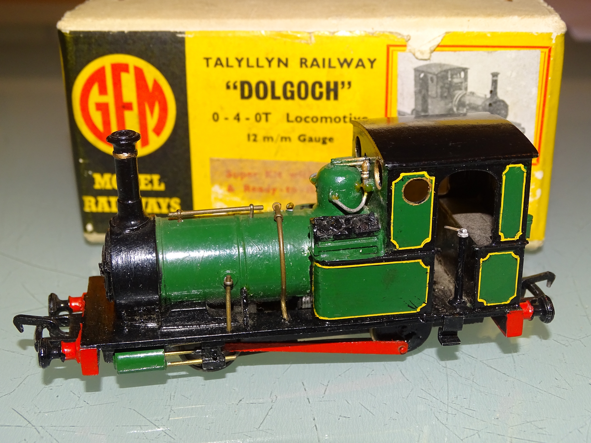 A Gem kit built OOn3 scale Dolgoch steam locomotive, built well in lined green livery (please note