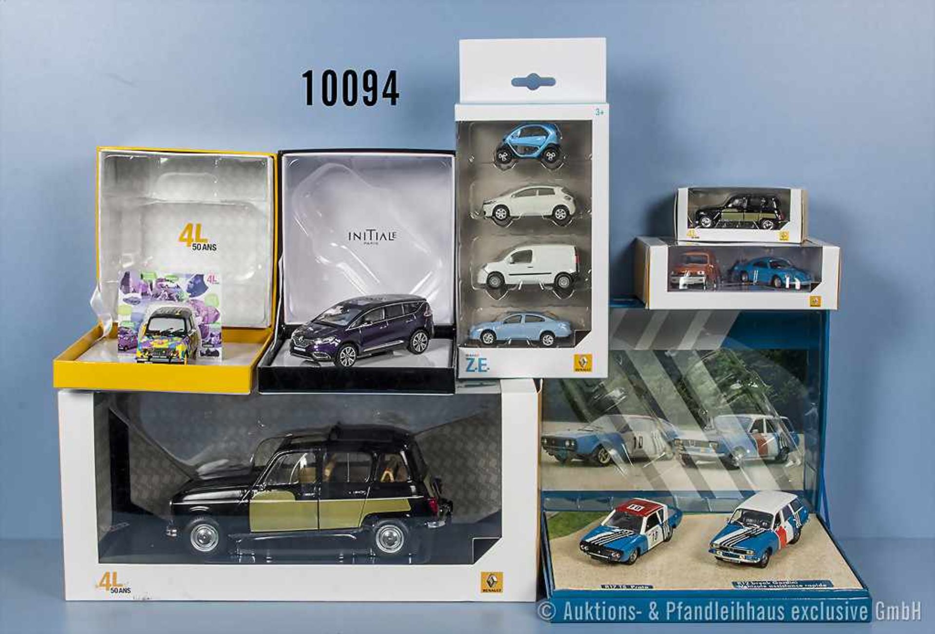 Konv. 13 Modellfahrzeuge, Renault-Modelle, dabei Pkw und Rallyefahrzeuge, lack. Metallausf., M 1: