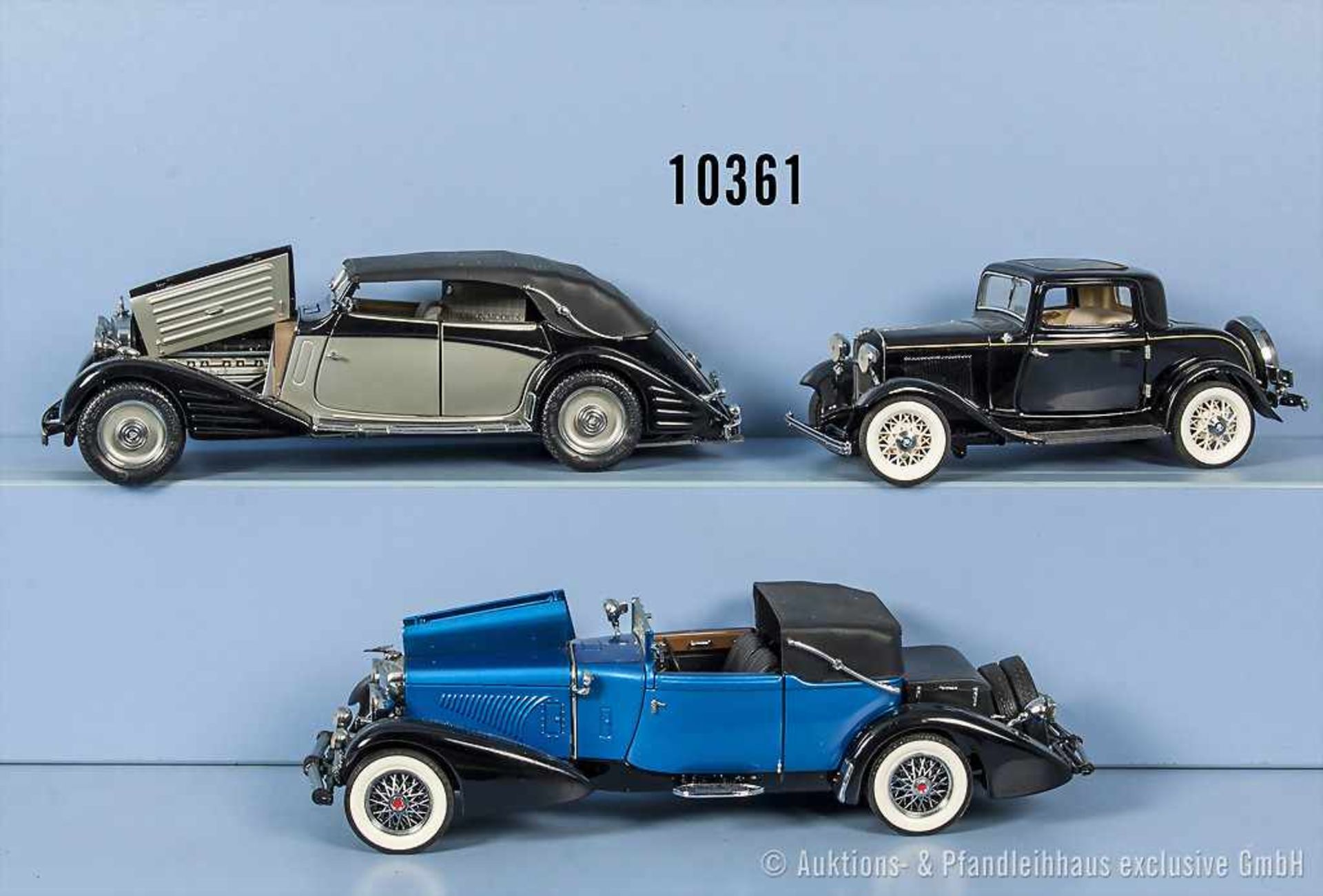 Konv. 3 Franklin Mint Precision Models Modellfahrzeuge, 1932 Ford, 1933 Duesenberg und 1939