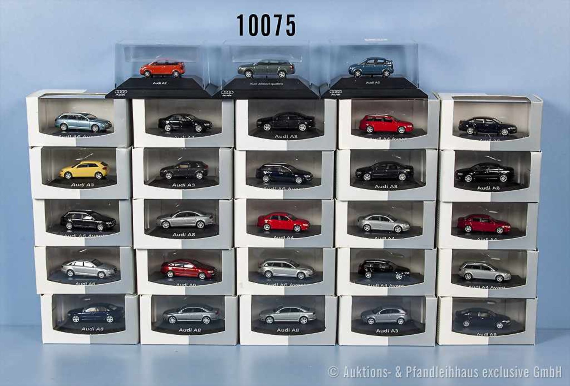 Konv. 28 Busch H0 Modellfahrzeuge, Audi-Modelle, dabei A 8, A 2, allroad quattro, A 6, A 6 Avant,