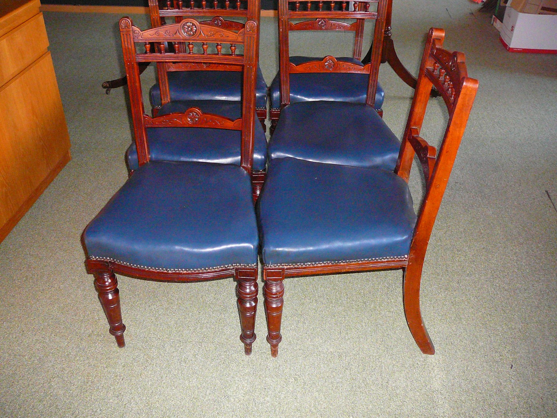 Set of six Victorian mahogany galleried bar back dining chairs