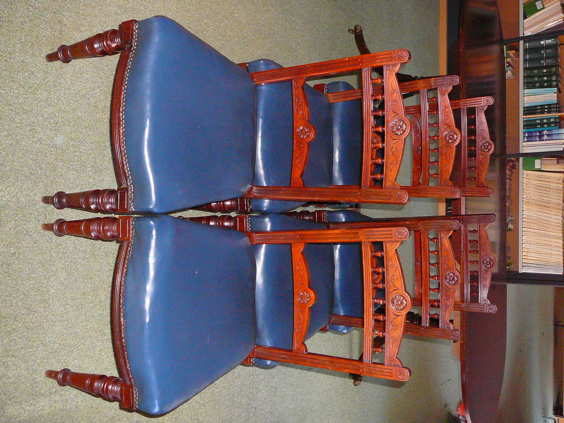 Set of six Victorian mahogany galleried bar back dining chairs - Image 3 of 4