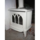 Ivory enamel mains gas 'Gazco' stove style room heater with manual and remote