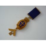 9ct gold and gilt silver Freemasons Past Master Jewel for the Royal Naval College Lodge No. 1593