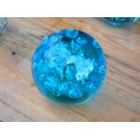 Large pale blue glass bubble weight