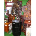 Large metal horse head sculpture on oil drum stand (May not be onsite for sale)