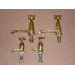 Set of heavy brass Victorian bathroom taps