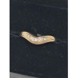 9ct gold diamond (0.15ct) wishbone ring (sz O)