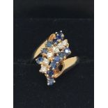 14ct sapphire and diamond (0.18ct) ring (sz L.5)