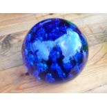 Large dark blue glass bubble weight