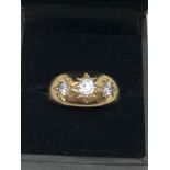 9ct gold CZ trilogy ring (sz U)