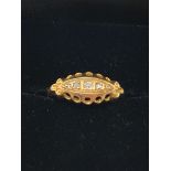 18ct gold 5 diamond boat ring (sz M.5)