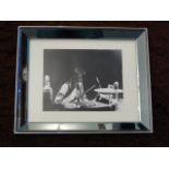 Chrome and mirrored framed photoprint of Keith Richards