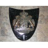 Marble and brass heraldic shield