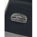 9ct white gold black diamond (0.50ct) ring (sz N)