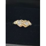 9ct gold diamond (0.05ct) heart ring (sz L)