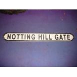 Notting Hill Gate sign in wood